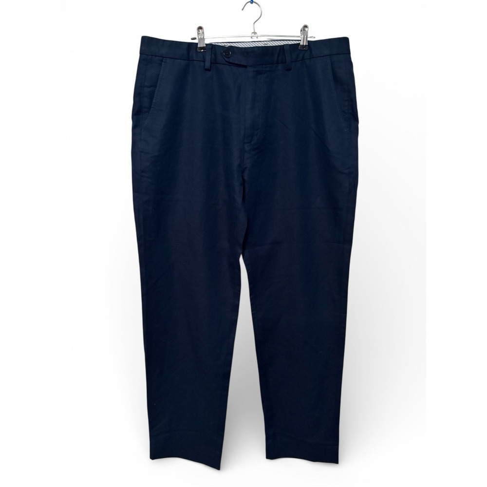 Brooks Brothers Men's Clark Fit Linen Blend Pants Blue 36x32 Stretch Waistband